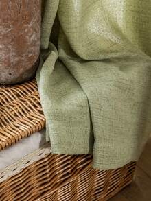 1 件抹茶色薄纱窗帘，现代简约风格，涤纶，半透明，仿亚麻纹理，适用于客厅、卧室、阳台、凸窗家居装饰，仅窗帘 - 不含轨道或窗帘杆