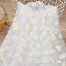 1pc Gold Daisy Printed Sheer Fabric, For DIY Headbands, Wedding & Birthday Floral Decorations, Wrapping Materials - Multicolor - View 12