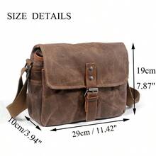 SLR Camera Bag Waterproof Wax Canvas Bag Vintage Camera Case Menger Bag With Interlayer Pad Khaki - as pic - View 2