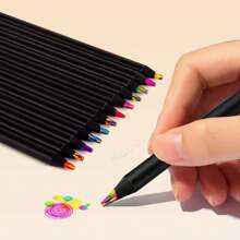 12 Stücke Schwarze Holz Sternenhimmel 7 Farben Regenbogen Farbstifte, Schüler Malregenbogen Stifte, Regenbogengradienten Stifte mit Anti-Staub Design und über 2mm dickem Minen, magische Farbwechsel Buntstifte für den Schulstart