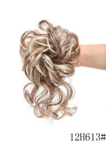 Accesoriu pentru păr pentru coc clasic cu barbă lungă, extensii de păr coc pufos extra lung, accesoriu pentru păr ondulat și ondulat cu bandă de păr elastică, potrivit pentru toate femeile, ușor de purtat, stil moale și casual