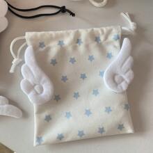 Fashion Canvas Star Bundle Pocket Travel Cosmetics Stationery Dustproof Storage Bag