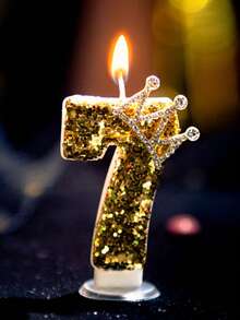 Handmade Sparkling Gold Crown Numeral Candle For Birthday Celebration, Wedding, Anniversary, Theme Party Cake Decor - Gold - View 11