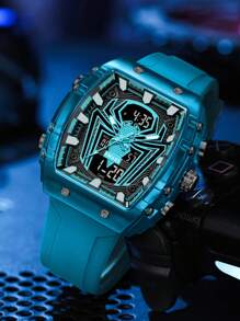 SMAEL SMAEL 1 Pc Double Display Digital Wristwatch Men's Fashion Square Case Silicone Band Military Sports Quartz Electronic Watch For Men