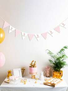 Goose Theme Party Decorations, One Silly Goose Banner Triangle Flag, Pink Or Blue Checkered Pennant, 1st Birthday Shower Party Decoration, Farm Animal Themed Party Favor(DIY)