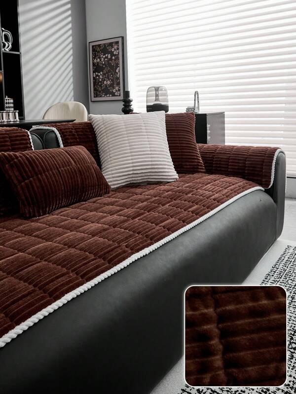 1 pièce Housse de canapé en peluche douce, 100% polyester, adaptée aux animaux de compagnie, design minimaliste moderne, housse de canapé pour fauteuil, canapé 2 places, 3 places, 4 places et canapé d'angle, convient pour le salon, la chambre, le bureau, toutes les saisons