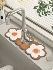 1Pc 38*13cm Faucet Quick-Drying Mat, Kitchen And Bathroom Countertop Mat, Non-Slip, Waterproof And Mildew-Proof Soft Mat, Easy To Clean Quick-Drying Mat, Suitable For Kitchen, Bathroom And Bathroom Sinks