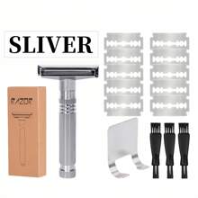 Men's Safety Razor Shaving Kit - Classic Stainless Steel Razor With Adjustable Razor Head, 10 Double Edge Blades, 3 Cleaning Brushes, Razor Stand - Ideal Gift For Fathers And Boyfriends, Perfect For Beard And Stubble Care, Shaving Accessories | Classic Razor Design | Durable Razor Stand, Shaving Supplies