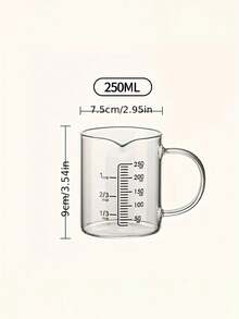 耐高温玻璃量杯，带刻度和手柄，搅拌杯，微波炉专用鲜奶杯，透明，1个装