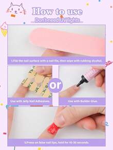 130 件/套儿童按压式指甲，EBANKU 5 件儿童假指甲套装老式可爱云朵和星星设计适合 8-12 岁女孩 - 彩色 - 查看 4