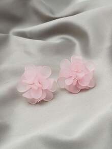 1 对花朵设计耳环，适合日常佩戴 - 粉色 - 查看 1