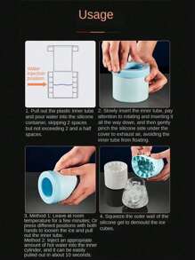 1set Silicone Ice Maker Kit - Kitchen Ice Cube Tray, DIY Home Ice Mold, Grinding Tool, Refrigerator Ice Canister