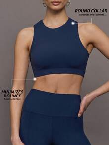 Yefecy 女士时尚纯色镂空运动文胸，夏季