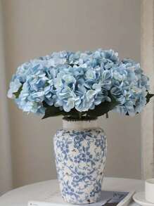 1/3/6PCS 18.5inch Blue Embroidered Artificial Flowers With Stems, Plastic Hydrange Desktop Decor Flowers, Suitable For Office Party Wedding, Fake Plants, Spring Summer Decor, Garden Decor, Room Decor, Mother's Day Father's Day Gifts