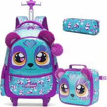 3PCS Rolling Backpack For Girls Kids Backpack With Wheels Roller Backpack With Wheels Set For Elementary Students Carry On Luggage Bookbag With Roller - Animal Trolley Bag - View 15
