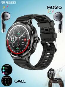 EFFEOKKI EFFEOKKI 2-In-1 Smart Watch With Earbuds Inside For Men, Popular Fitness Watch With Earphones, Integrated Earbuds, Alarm, NFC, High-Quality 2-In-1 Design Smartwatch, Compatible With Iphone Android Smartphone