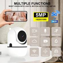 Câmera Sem Fio WIFI de 8MP 5MP HD 1080P para Segurança Interna e Externa, com Opções de Dual-Band 2.4G+5G WIFI e 2.4G WIFI, Função PTZ, Detecção de Movimento por IA, Rastreamento Automático, Alarme, Visão Noturna Colorida, Holofote, Rotação Panorâmica de 360 Graus