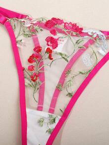 Ladies Sexy Lingerie Steel Support Gathering Bra Two Pieces Taping Heavy Craft Set - Rose Red - View 10