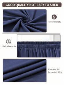 1pc Modern Minimalist Stretch Sofa Cover, Made Of Polyester Fiber, Machine Washable, Protects Sofa From Dust And Dirt, Suitable For All Seasons, Removable & Washable Slip-On Sofa Cushion Cover - Navy - View 7