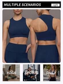 Yefecy 女士时尚纯色镂空运动文胸，夏季