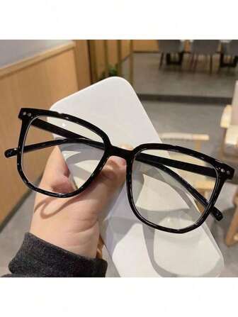 1 副女士超轻塑料大框铆钉方框街头风格眼镜，不显眼，适合日常佩戴，超大轻质镜框眼镜