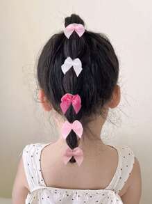 115pcs Pink Hair Accessory Set For Girls: Ribbon Bow Hair Scrunchies, Pearl Butterfly Hair Clips, Simple Princess Hair Ties, Non-Damaging Towel Scrunchies, Baby Hair Clips