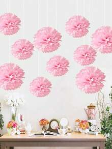 9 quả Pom Pom giấy, hoa giấy màu hồng, xanh và vàng, trang trí treo bóng, đám cưới, tiệc sinh nhật, tiệc cô dâu, tiệc độc thân, đồ dùng cho tiệc, đồ trang trí tiệc chào đón em bé, trang trí phòng, giáng sinh, ngày của cha - Nhiều màu - Xem 2