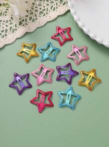 10 piezas/20 piezas/30 piezas/40 piezas/50 piezas/100 piezas Clips para el cabello con forma de estrella brillantes y coloridos al azar, accesorios para el cabello para niñas, fiesta, estudiantes