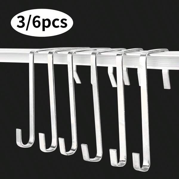 Da 3 a 6 pezzi Ganci porta su porta in metallo facili da installare, Ganci appendiabiti multifunzionali per uso domestico, Ganci portaoggetti, Ganci asimmetrici, Ganci appendiabiti senza fori, Adatti per soggiorno, bagno, camera da letto per appendi abiti, asciugamani, cappelli, cappotti e borse