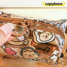 Capybara Pattern Transparent Pencil Case, Student Stationery Storage Bag,Back To School,School Supplies,Pencil Pouch,School Bag - Multicolor - View 4