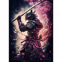 1 件/3 件墙面艺术海报可选框架复古黑色武士樱花武士人物艺术绘画壁纸海报和印刷品客厅家居装饰海报，适用于住宅和宿舍墙壁，客厅和酒吧装饰，餐厅或浴室装饰，房间装饰，高品质无框，室内/室外油画艺术，无框/有框 - 彩色 - 查看 55