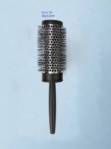 1pc Salon Nano Technology Negative Ion Silver Aluminum Tube Black Nylon Bristle Black Handle Hair Brush