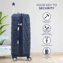 Large Suitcase Luggage Hard Shell | Aluminum Telescopic Handle | 3 Digit Combination Lock | 4 Dual Spinner Wheels | Lightweight Durable Suitcases Check In (Navy) - Navy - View 3