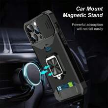Protective Case With Sliding Camera Slot & Ring Holder For IPhone 16, 15, 14, 13, 12, 11 Pro Max, Plus Models