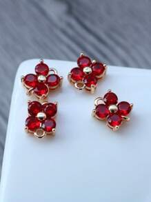 1 pieza/5 piezas Colgante de flor de trébol de cristal de circonia cúbica microincrusted, hecho a mano para hacer pulseras y joyas DIY, de aproximadamente 7,7 * 10 mm incluyendo el anillo, elegante kit de accesorios de colgante de cuentas portátil DIY