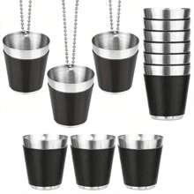 1Pc Shot Glasses Bulk Wedding 30Ml Stainless Steel Black Shot Glasses - Stylish Reusable Glasses With Rustproof Chain - Perfect For Unforgettable Wedding, Carnival, & Deer Parties - Premium Drinkware Accessories For Festive Events For Hanging Wedding Party Carnival Deer Party, Party Supplies, Drinkware Accessories Bachelorette Party