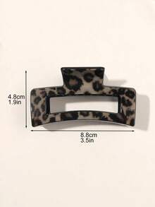4pcs Leopard Print Hair Clips, Glossy Minimalist Square Hair Accessories, Suitable For Casual Daily Wear - Multicolor - View 3