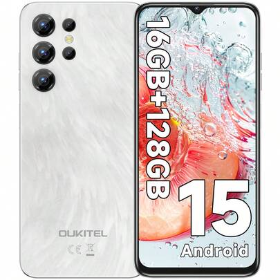  OUKITEL C1 手机无 Sim 卡解锁，6.52 英寸高清显示屏智能手机 16(4+12)GB+128GB/1TB，Android 15 手机双卡 4G，13MP+5MP 摄像头，5150mAh，指纹解锁，OTG/GPS（智能手机无充电器）
