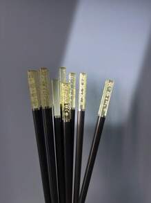 2/5 Pairs Cherry Blossom Amber Color Creative Tableware Chopsticks, Anti-Slip High-Temperature Resistant Antibacterial Alloy Chopsticks For Home Use,School Supplies