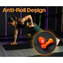 Upgraded Version  Neoprene Dumbbell Set - 18kgs (2 X 1kg, 2 X 3kg, 2 X 5kg) With Stand For Fitness, Workouts, Strength Training For Men And Women At Home And Gym With Exercise Chart