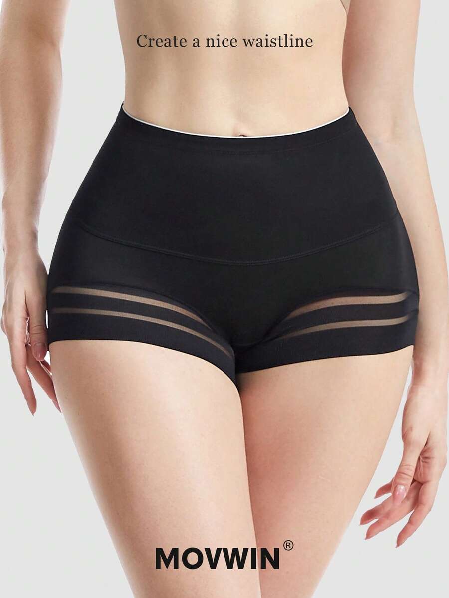 1pc Women Shapewear Shaper Tummy Control Flat Belly Sheath Slimming Waist Trainer Butt Lifter Pants, Underwear Lingerie Panty - Black - View 1