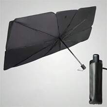 1 pieza Parasol de coche plegable para parabrisas, aislante del calor, protección UV, instalación conveniente, accesorios refrescantes para el interior del vehículo