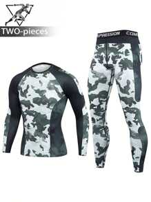 2pcs Boyfriend Style Men's Casual, Sports, Workout Outfits - Moisture Wicking, Quick Dry, Soft & Comfortable Long Sleeve Top With Waistband, Suitable For All Seasons