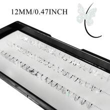 60pcs D-Curl Silver Glitter Butterfly Lashes, Silver-Gray Glitter Butterfly Heart Lashes, Shiny Star Cluster Fairy Lashes, DIY Butterfly Fairy Lashes, Luxury Wedding Queue Lashes, 10-15mm - D - View 10