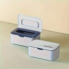 1 pieza Caja de almacenamiento con tapa para toallitas húmedas, mascarillas desechables y toallas de papel, dispensador rellenable para el hogar, la cocina, la guardería, la sala de estar, la mesa - Base antideslizante, acceso fácil con una sola mano - Multicolor - Ver 9