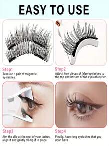 1 Paio Di Ciglia Finte Magnetiche Avanzate, Set Da 4 Pezzi, Nuova Versione Aggiornata Con molletta Per Ciglia Magnetiche Integrate E Applicatore. Riutilizzabili, Senza Bisogno Di Colla. Spesse, Soffici, Look Naturale. Ideali Per Viaggi, Lavoro, Appuntamenti