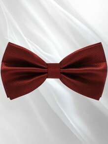 Men's Solid Color Elegant Jacquard Bow Tie, Pre-Tied Double Layer Solid Color Bowtie, Satin Formal Tuxedo Bowknot, Adjustable, Suitable For Groomsmen, Wedding, Party, Formal Events, Holiday Gift