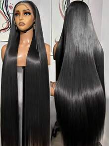 200 Density 40 36 Inch Straight Lace Front Wigs Human Hair 13x6 Hd Transparent Lace Front Human Hair Wigs 200 Density 100% Human Hair For Women Bone Straight Lace Front Wig Human Hair - Natural Black - View 4
