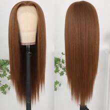 Peluca con cabello liso y largo de 32 pulgadas de color morado oscuro con encaje frontal. Peluca sintética de larga duración, resistente al calor, con frente de encaje sin pegamento, para uso diario, fiestas navideñas o cosplay de mujeres.