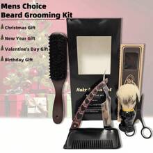 6-Piece Men's XG Shaving Kit Set, Includes Straight Razor With Micarta Handle, Beard Brush, Shaving Brush, Wooden Comb, Scissors And Storage Bag, Great Gift For Valentine's Day, Christmas, Father's Day Or Dad's Birthday